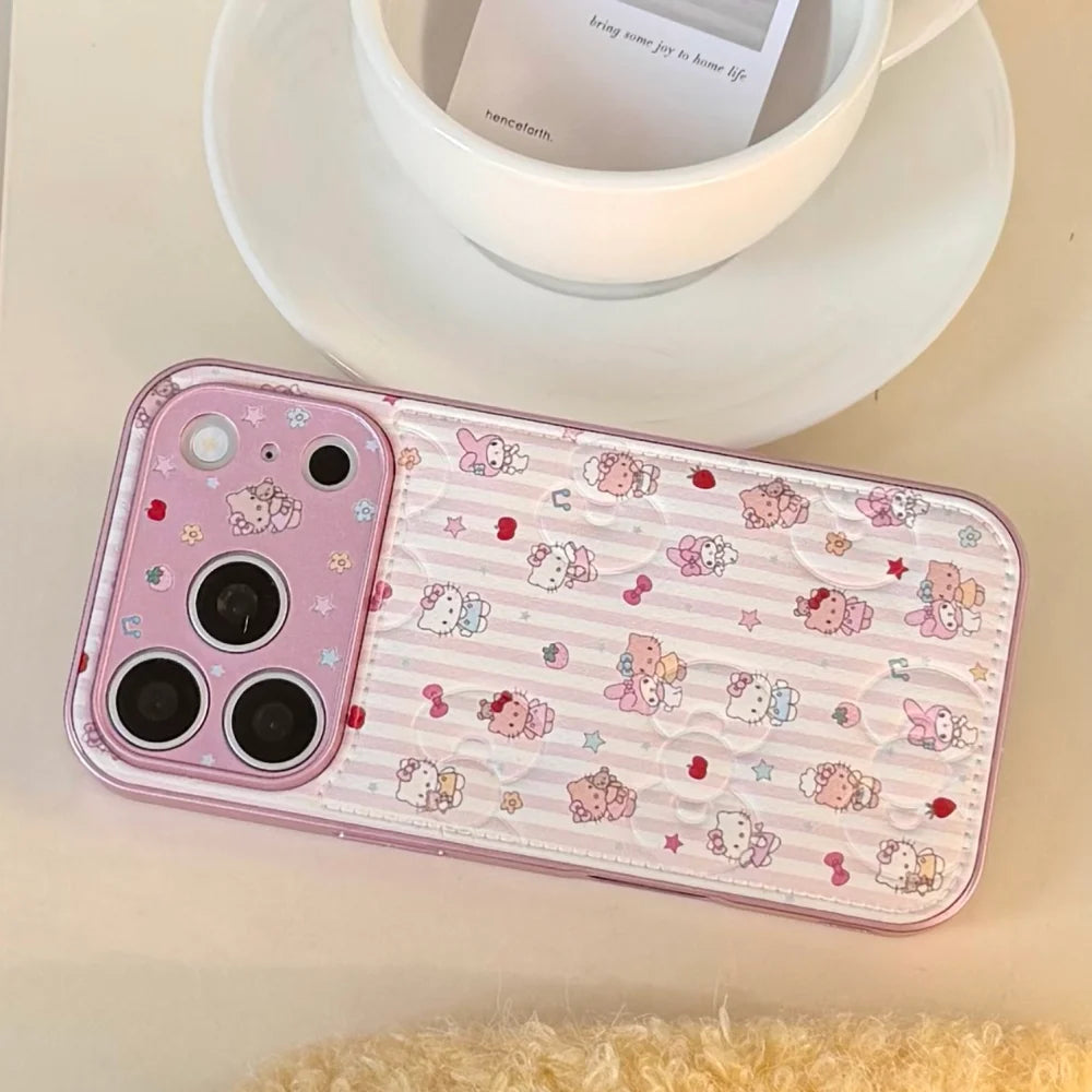 Cute Melody KT Leather Cartoon Phone Case for iPhone 14–17 Pro Max Series
