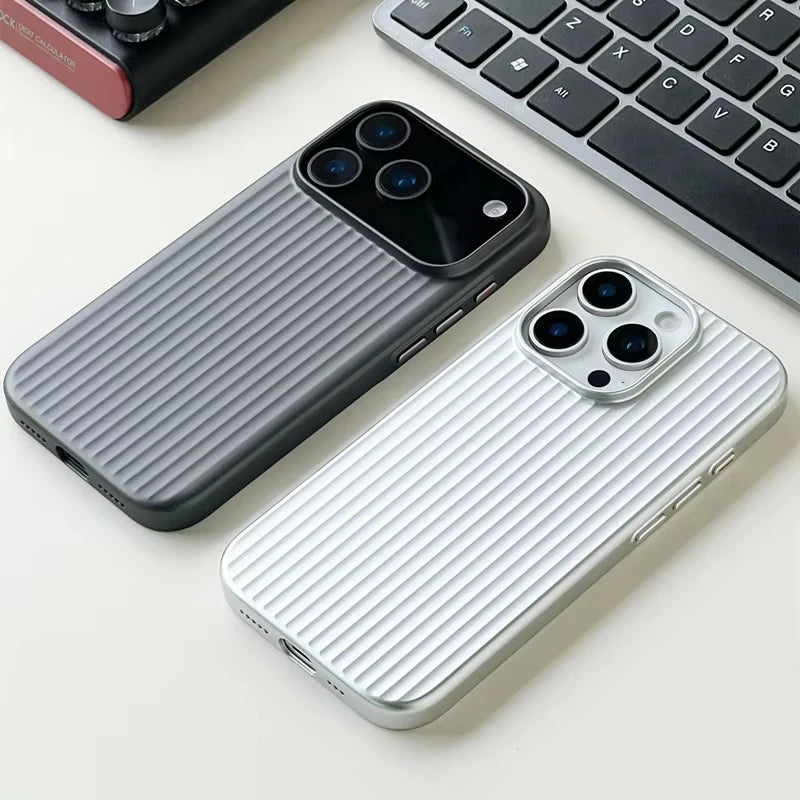 Luxury Wave Suitcase PC Phone Case for iPhone 11–17 Pro Max Series