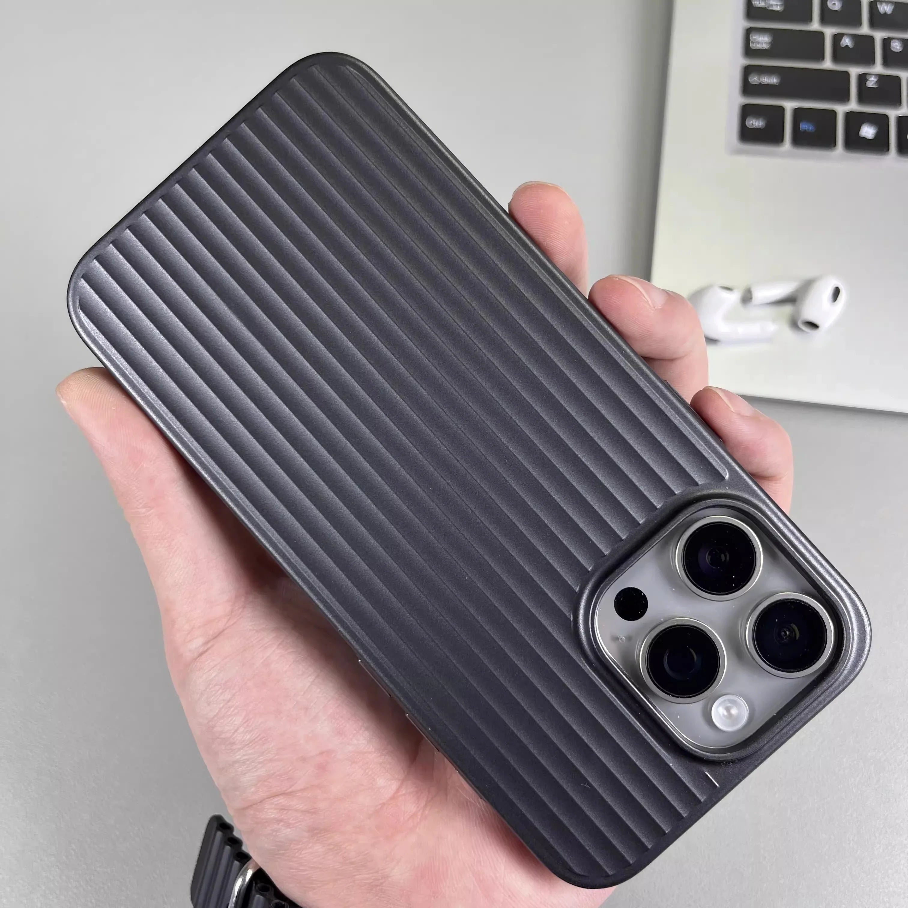 Luxury Wave Suitcase PC Phone Case for iPhone 11–17 Pro Max Series