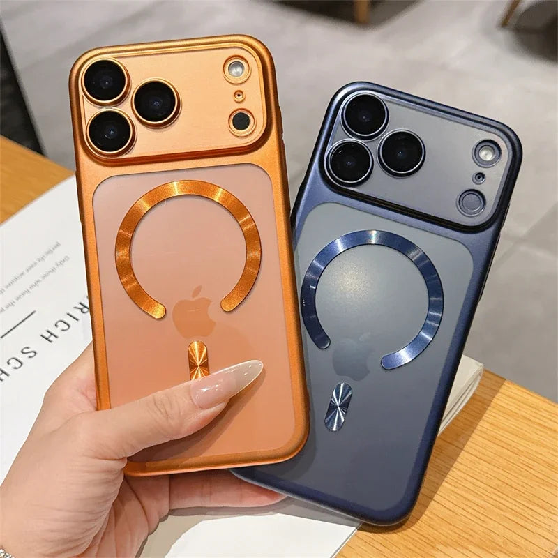 Luxury Matte Transparent MagSafe Magnetic Case for iPhone 15–17 Pro Max Series