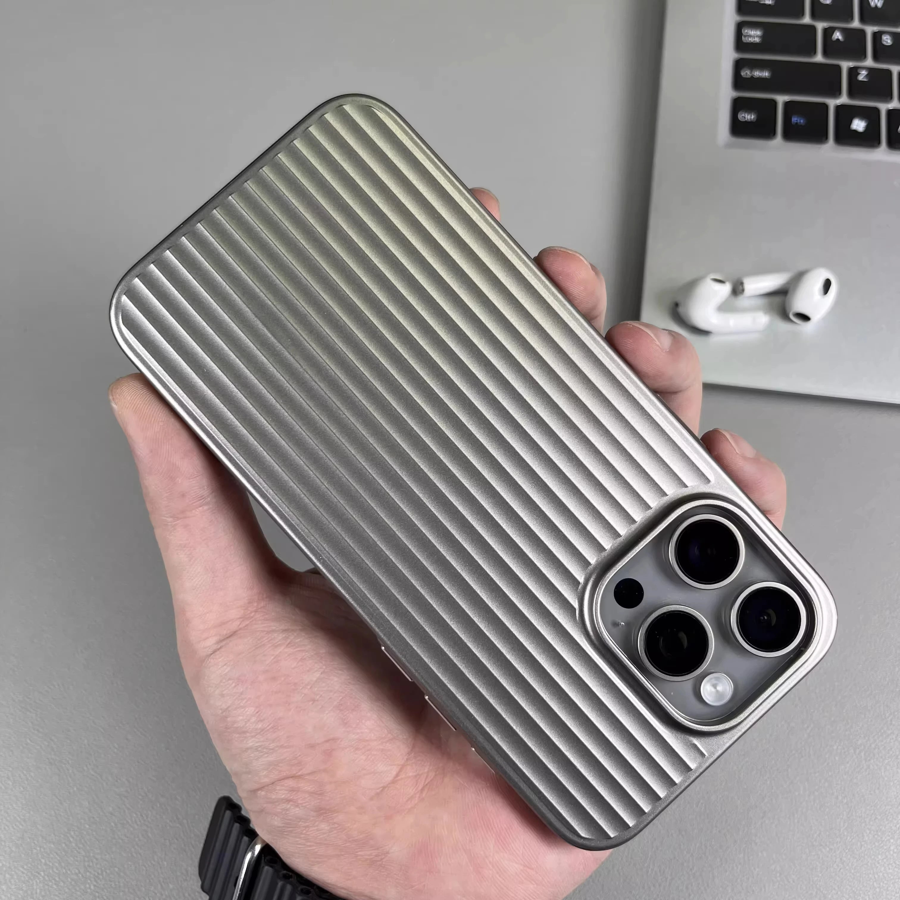 Luxury Wave Suitcase PC Phone Case for iPhone 11–17 Pro Max Series