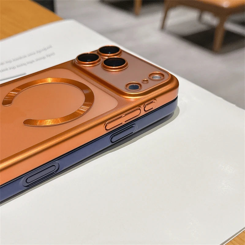 Luxury Matte Transparent MagSafe Magnetic Case for iPhone 15–17 Pro Max Series
