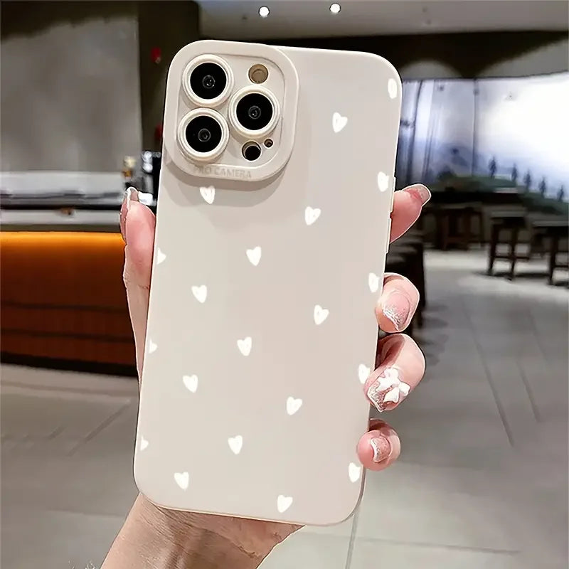 Cute Hearts Print Phone Case for iPhone 11–17 Pro Max Series