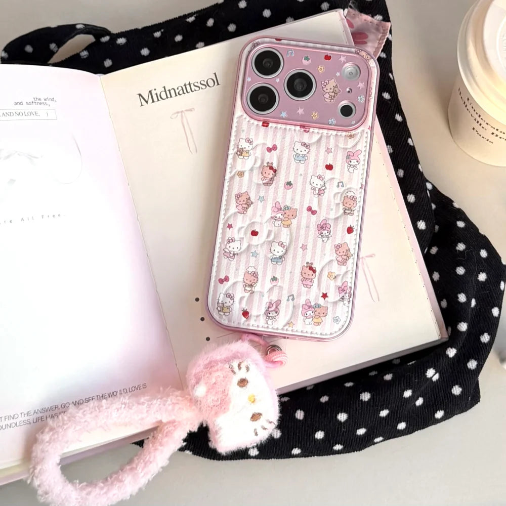 Cute Melody KT Leather Cartoon Phone Case for iPhone 14–17 Pro Max Series