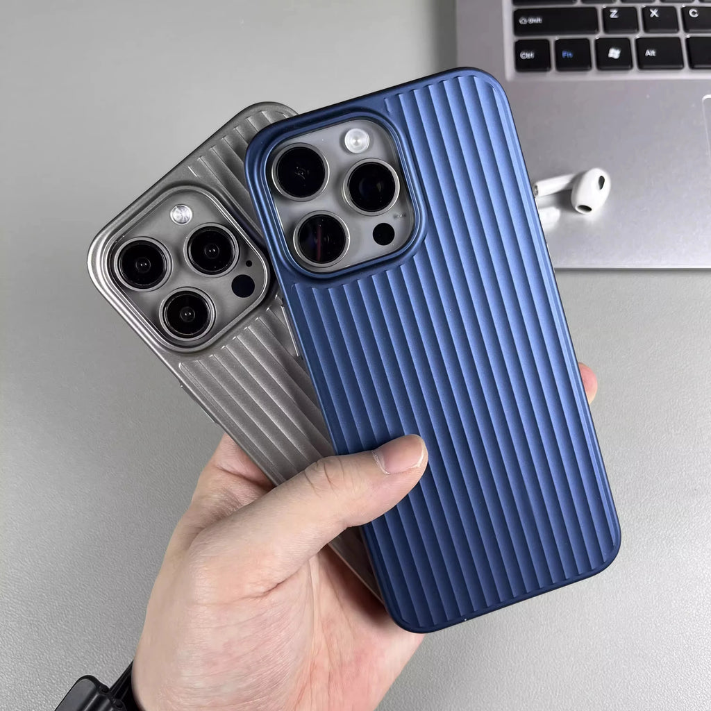 Luxury Wave Suitcase PC Phone Case for iPhone 11–17 Pro Max Series