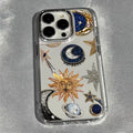 Creative Bead Embroidered Sun Electroplated Transparent Phone Case for iPhone 7–17 Pro Max Series