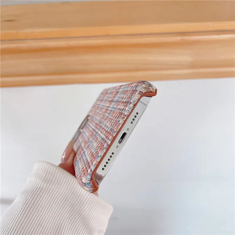Luxury Braided Cloth Texture Silicone Shockproof Case for iPhone 11–16 Pro Max Plus