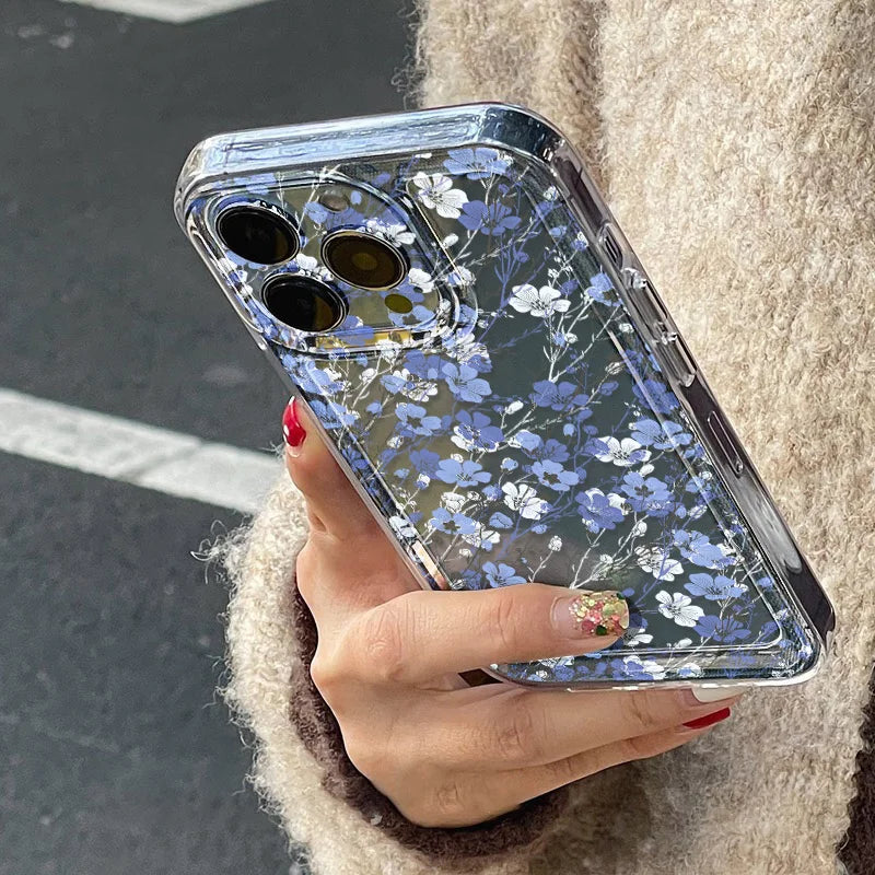 Flower Clear Shockproof Phone Case for iPhone 11–16 Pro Max Series