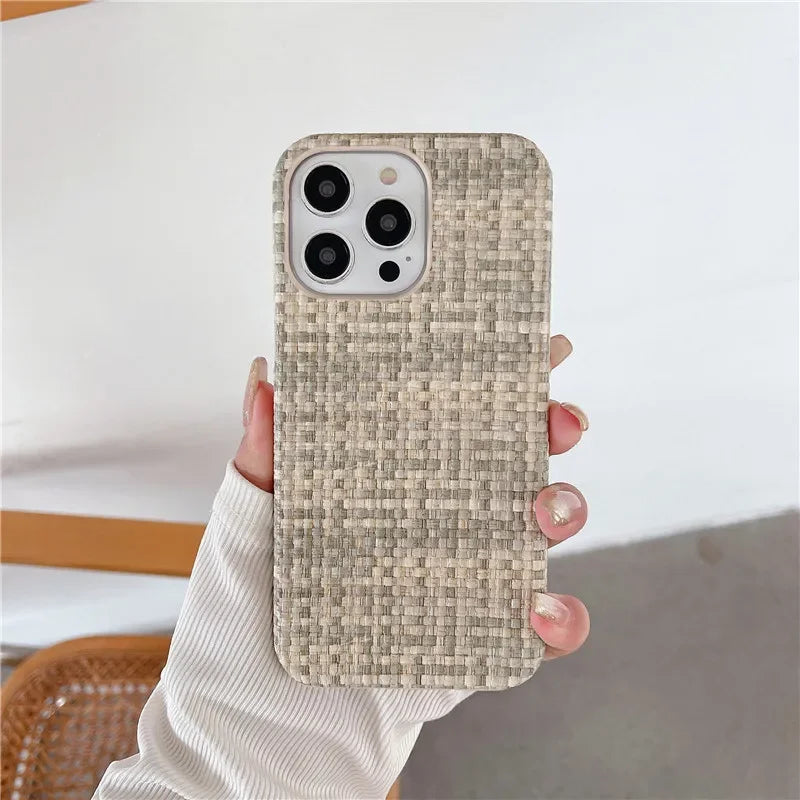 Luxury Braided Cloth Texture Silicone Shockproof Case for iPhone 11–16 Pro Max Plus
